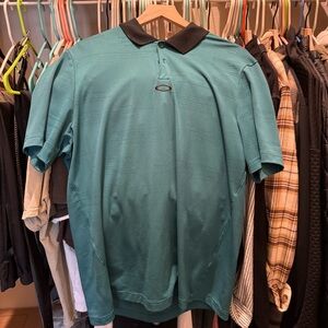 Oakley Teal Polo with Black Collar Mens L